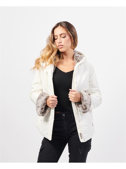 Veste femme Suns avec capuche et doublure en fourrure SUNS | GBS53019DOFF WHITE